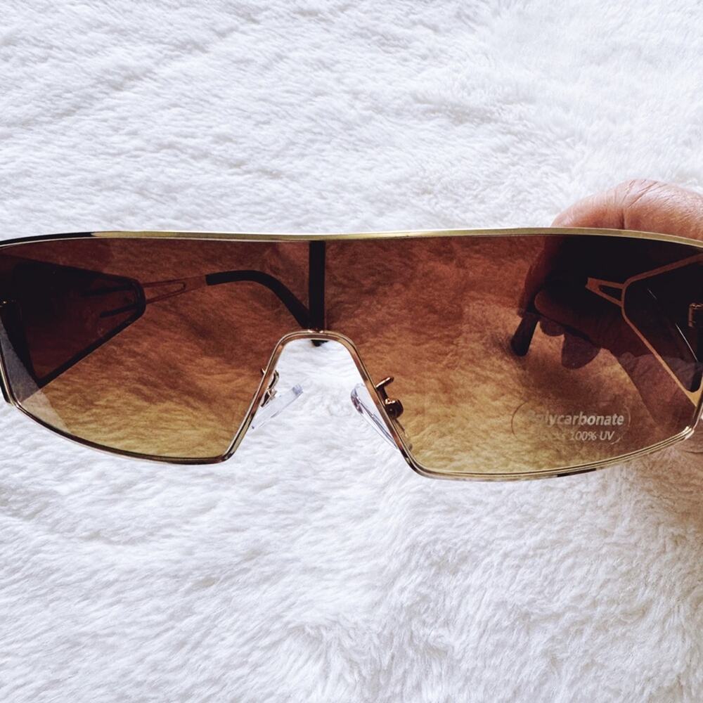 Sandy Brown Wrap-Around Sunglasses - Picture 3 of 10
